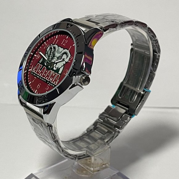 Alabama Crimson Tide NCAA Team Logo Men's Stainless-Steel Silver Watch NEW - Picture 3 of 9